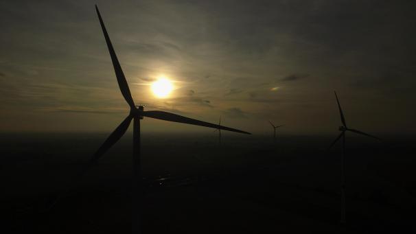 <p>Ein Blick auf Windkraftanlagen in Landen.</p>