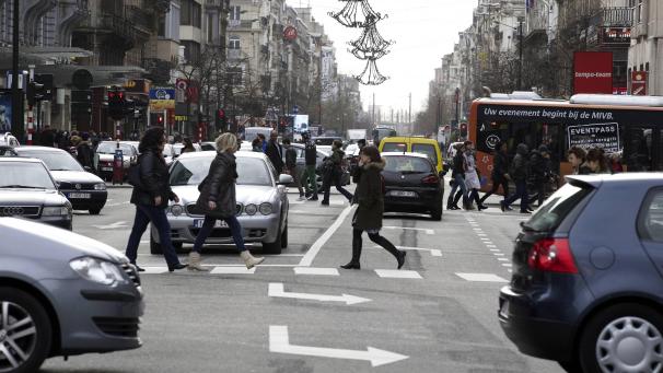 <p>Eine typische Straßenszene in Brüssel</p>