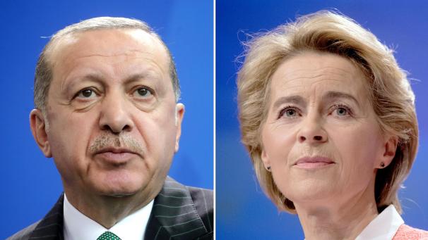 <p>Der türkische Präsident Recep Tayyip Erdogan (l.) und Ursula von der Leyen, Präsidentin der Europäischen Kommission.</p>