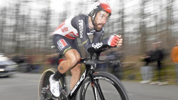 <p>Thomas De Gendt lieferte ein starkes Zeitfahren ab.</p>