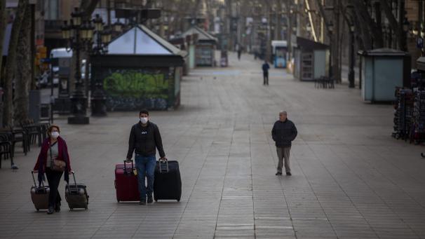 <p>Gähnende Leere auf der berühmten Promenade La Rambla in Barcelona.</p>