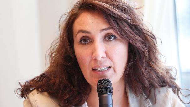 <p>Die wallonische Gesundheitsministerin Christie Morreale während einer Pressekonferenz am 18. März in Namur.</p>