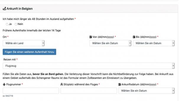 <p>„Fundamental“ im Kampf gegen Corona: das Online-Rückreiseformular (Ausschnitt).</p>