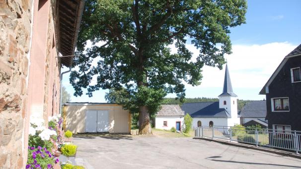 <p>Das Dorfverschönerungsprojekt erstreckt sich vornehmlich über die Straße „Zur alten Schule“. Der Platz vor dem Herresbacher Dorfhaus (Foto) wird zur Begegnungszone.</p>