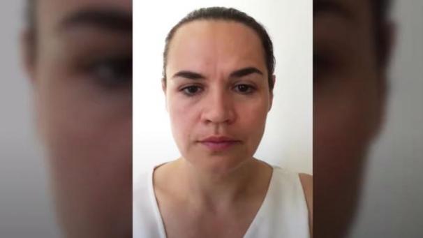 <p>Swetlana Tichanowskaja in ihrem YouTube-Video.</p>