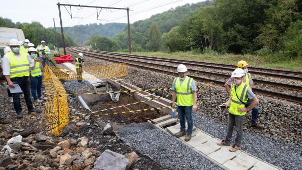 <p>Baustelle von Infrabel am Schienennetz.</p>