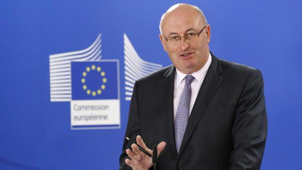 <p>Agrarkommissar Phil Hogan spricht auf einer Pressekonferenz.</p>
