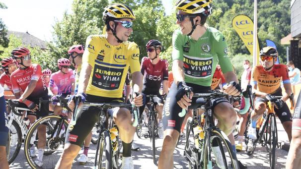 <p>Wout Van Aert im Grünen Trikot und Primoz Roglic im Gelben Trikot: So soll es auch bei der Tour de France für Jumbo-Visma laufen.</p>