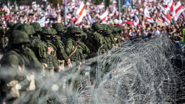 <p>Die Lage in Minsk blieb auch zu Wochenbeginn angespannt.</p>