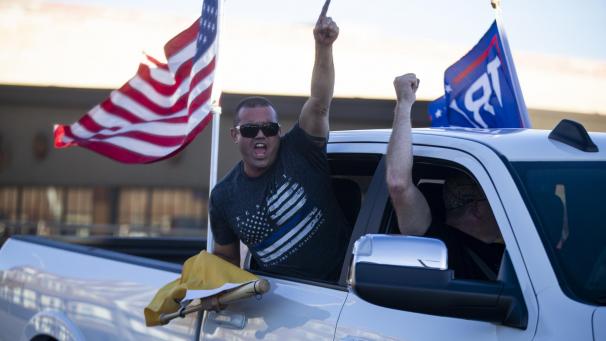 <p>Portland: Unterstützer von Präsident Donald Trump nehmen an einer Kundgebung und einem Autokorso von Clackamas nach Portland teil.</p>