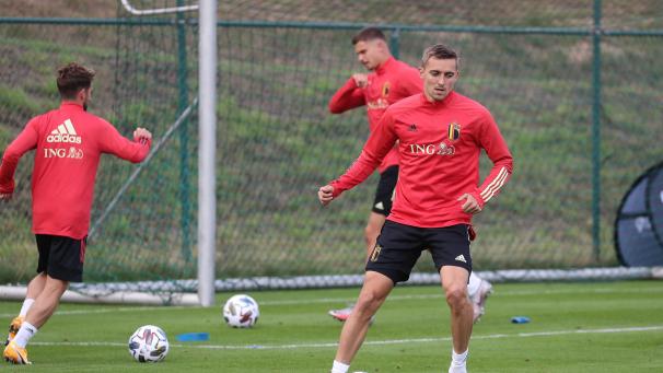<p>Timothy Castagne bei einer Trainingseinheit der Roten Teufel am Mittwoch.</p>