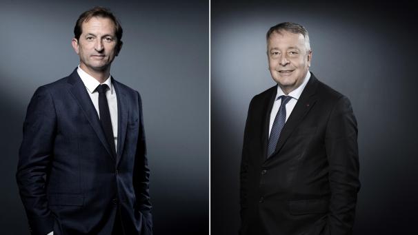 <p>Stehen im Austausch: Suez-CEO Bertrand Camus (links) und Veolia-Chef Antoine Frerot (rechts).</p>