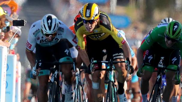 <p>Sagan drückte bei vollem Tempo</p>