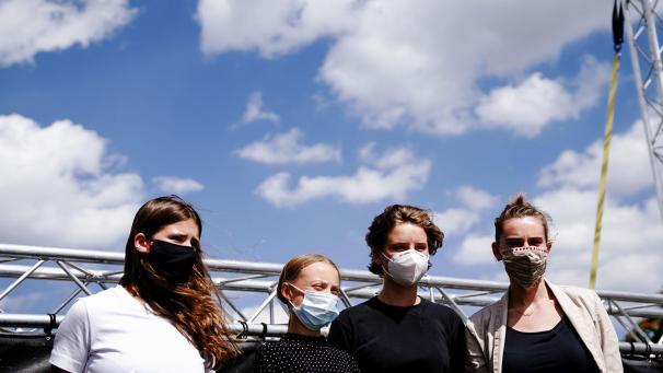 <p>Luisa Neubauer, Greta Thunberg, Anuna De Wever und Adelaide Charlier kritisieren die EU.</p>
