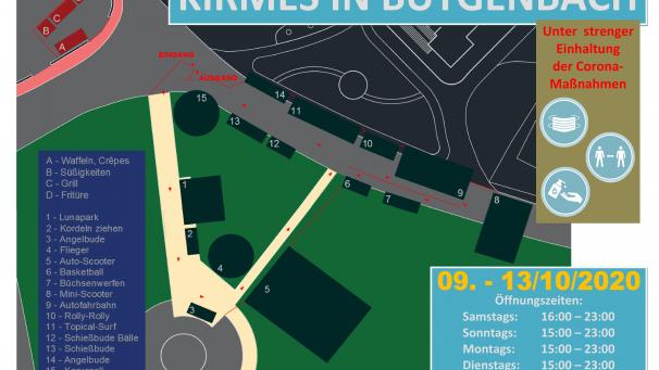 <p>Die Besucher der Kirmes in Bütgenbach müssen sich einem Einbahnsystem anpassen. Rund 15 Schausteller haben ihr Kommen zugesagt. Die Buden schließen allesamt spätestens um 23 Uhr.</p>