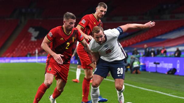 <p>Toby Alderweireld (links) und die Roten Teufel mussten sich England (Harry Kane, rechts) geschlagen geben.</p>