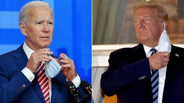 <p>Joe Biden (l.) und Amtsinhaber Donald Trump im Wahlkampf-Schlussspurt.</p>