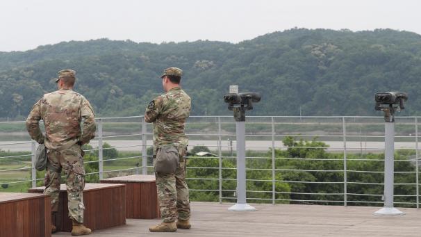 <p>Blick auf die Grenze zu Nordkorea.</p>