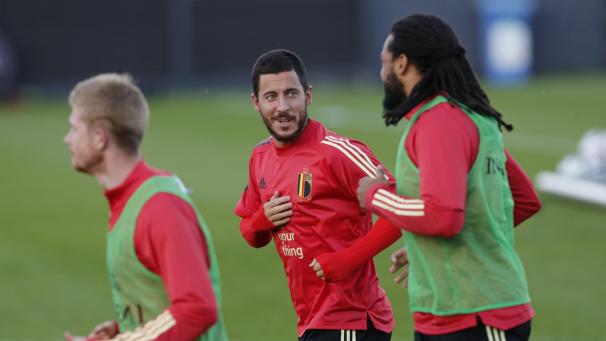 <p>Eden Hazard (Mitte) ist wieder mit an Bord.</p>