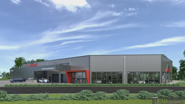 <p>So wird das neue Automobilzentrum Lux-Autoland der Scholzen-Gruppe im Gewerbegebiet „Op Stackem“ in Drinklange (Ulflingen) aussehen. Es wird im Juni 2021 eröffnet.</p>