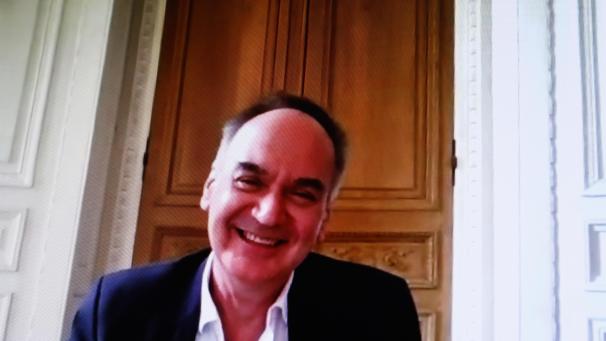 <p>Hervé Le Tellier erfuhr die Neuigkeit in einer Videokonferenz.</p>