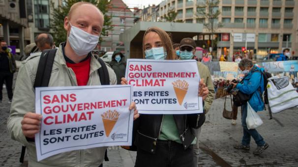 <p>Demonstrierende in Brüssel Ende September beim „Global Climate Strike“.</p>