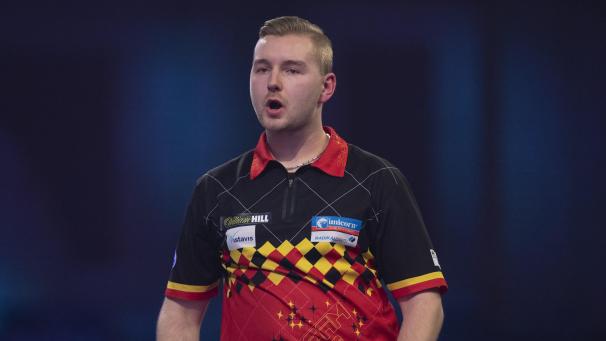 <p>Dimitri Van den Bergh steht bei der Darts-WM im Achtelfinale.</p>