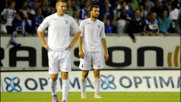 <p>Ein Bild aus vergangenen Tagen: Fazli Kocabas (rechts) im Jahr 2010 im Dress der AS Eupen.</p>