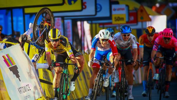 <p>Der Moment des schweren Unfalls bei der Polen Rundfahrt</p>