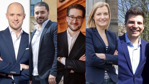 <p>Die Autoren des Positionspapiers - von links nach rechts: David Leisterh, Khalil Aouasti, Paasch-Berater Daniel Hilligsmann, Audrey Henry und Sébastien Dewailly</p>