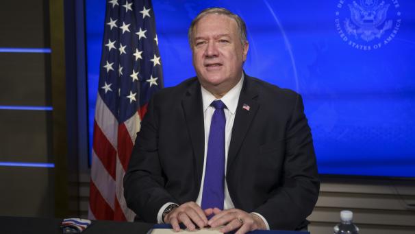 <p>Mike Pompeo, Außenminister der USA, verkündete die neuen Sanktionen.</p>