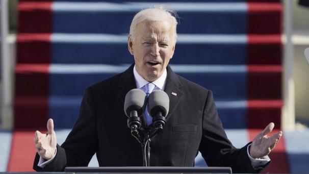 <p>Joe Biden während seiner ersten Ansprache als 46. Präsident der Vereinigten Staaten von Amerika.</p>