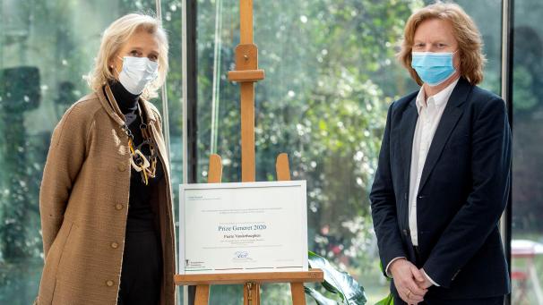 <p>Prof. Pierre Vanderhaeghen ist Leiter des Labors für Stammzellen- und Entwicklungsneurobiologie an der VIB-KU Löwen. Er erhielt den Generet-Preis aus den Händen von Prinzessin Astrid.</p>