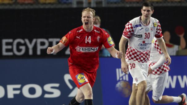 <p>Dänemarks Anders Zachariassen bejubelt einen der 38 Treffer.</p>