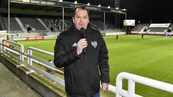 <p>André Palm ist seit 2011 der Stadionsprecher der AS Eupen.</p>