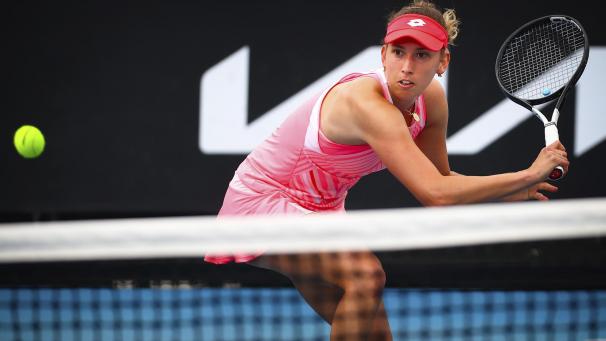 <p>Elise Mertens bei ihrem Sieg gegen Mayo Hibi.</p>