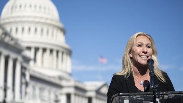 <p>Gibt sich angriffslustig: Marjorie Taylor Greene.</p>