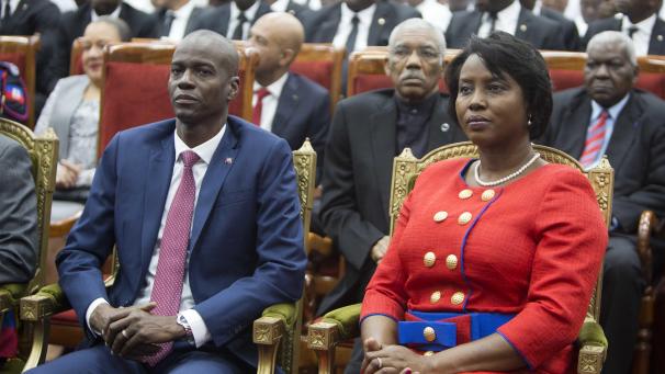 <p>Haitis Präsident Jovenel Moïse und seine Frau sitzen 2017 im Parlament in Port-au-Prince (Haiti).</p>