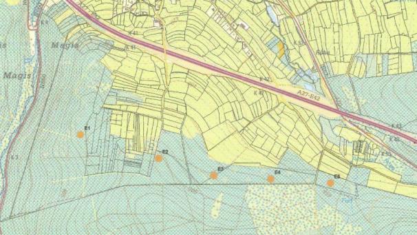 <p>Die Karte der Firma BayWa r.e. zeigt die geplanten Standorte der fünf Windkraftanlagen zwischen Pont und Recht-Hunnert.</p>