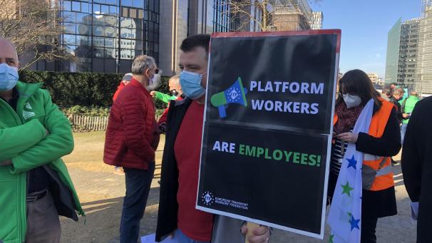 <p>Am Mittwoch haben in Brüssel Fahrradkuriere demonstriert.</p>