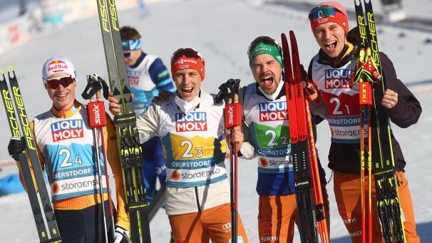 <p>Terence Weber, Fabian Riessle, Eric Frenzel und Vinzenz Geiger gewannen die Silbermedaille.</p>