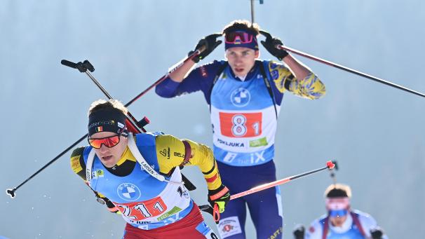 <p>Diese Aufnahme zeigt Thierry Langer (vorne) beim World Championships in Pokljuka, der Ende Februar stattfand.</p>