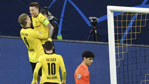 <p>Erling Haaland (l.) traf am Dienstag doppelt.</p>