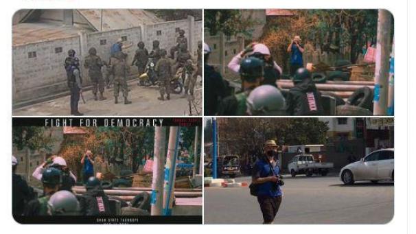 <p>Die Bilderkombo zeigt Robert Bociaga, einen polnischen Journalisten, der für die Deutsche Presse-Agentur in Myanmar tätig ist. Bociaga ist von Sicherheitskräften im Zentrum des Landes festgenommen worden.</p>