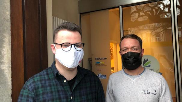 <p>GrenzEcho-Sportredakteure Tim Fatzaun (links) und Mike Notermans gaben vor der Partie ihre Einschätzung ab.</p>