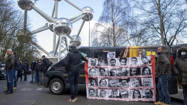 <p>Im Schatten des Atomiums ging die Protestaktion zu Ende.</p>