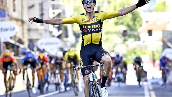 <p>Wout Van Aert bei seinem Vorjahressieg auf der Via Roma.</p>