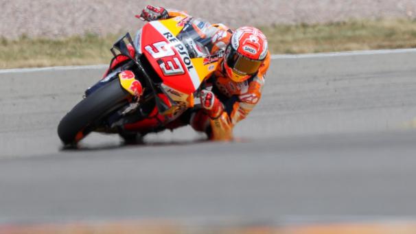 <p>Dieser Schnappschuss vom 7. Juli 2019 zeigt Marc Marquez in Aktion.</p>