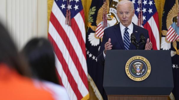 <p>Joe Biden hat zum ersten Mal seit Amtsantritt eine Pressekonferenz abgehalten.</p>