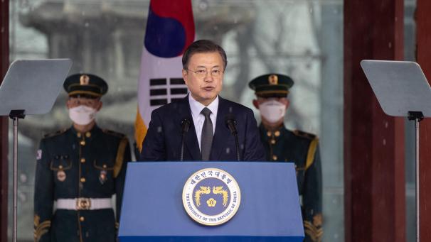 <p>Südkoreas Präsident Moon Jae In</p>
